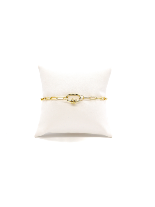 Gold Ashley Paperclip Chain Charm Bracelet with Small Bella Carabiner | 6.5 inch