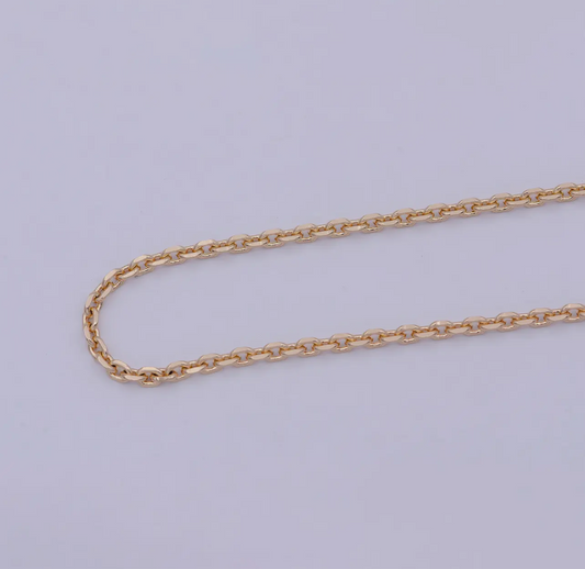 17.5” Rolo Chain Necklace, 18K Gold Plated Finished Chain